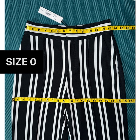 Alice + Olivia Dylan Black Off White Striped Wide Leg Pants - Picture 9 of 15